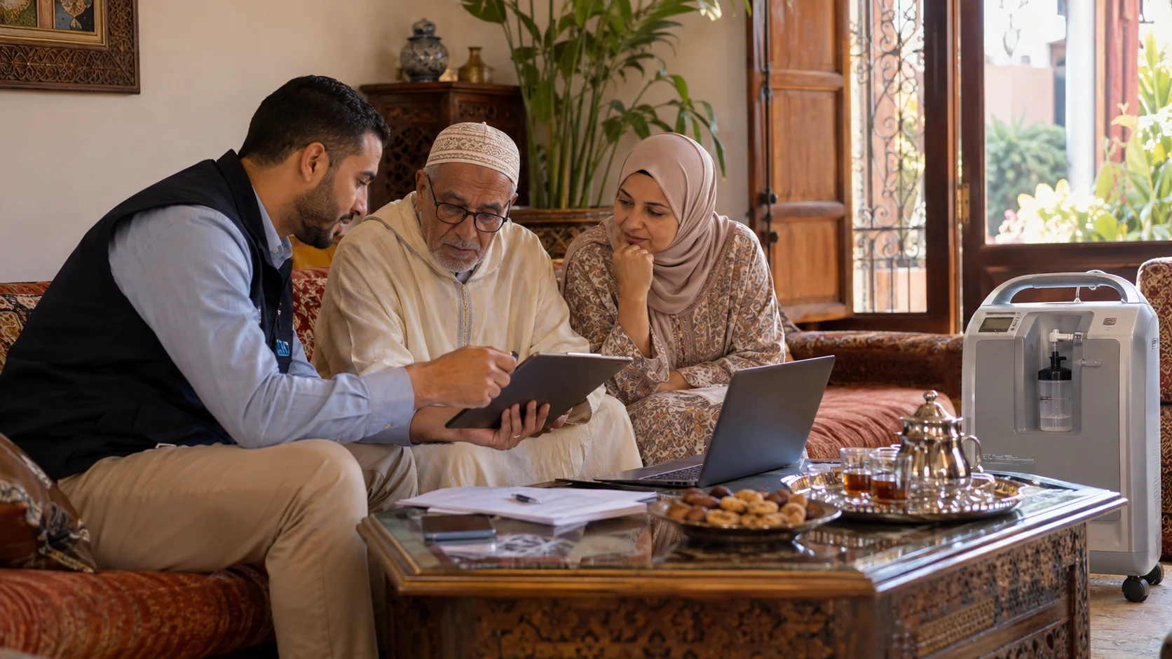 Photo : Introduction : aider une famille à organiser une location et une livraison à domicile à Marrakech, selon les besoins prescrits et la disponibilité. (comment louer concentrateur oxygène Marrakech)